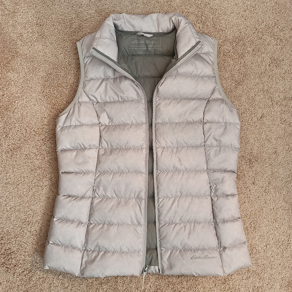 Eddie Bauer EB650 Down Puffer Vest | sz small, light gray